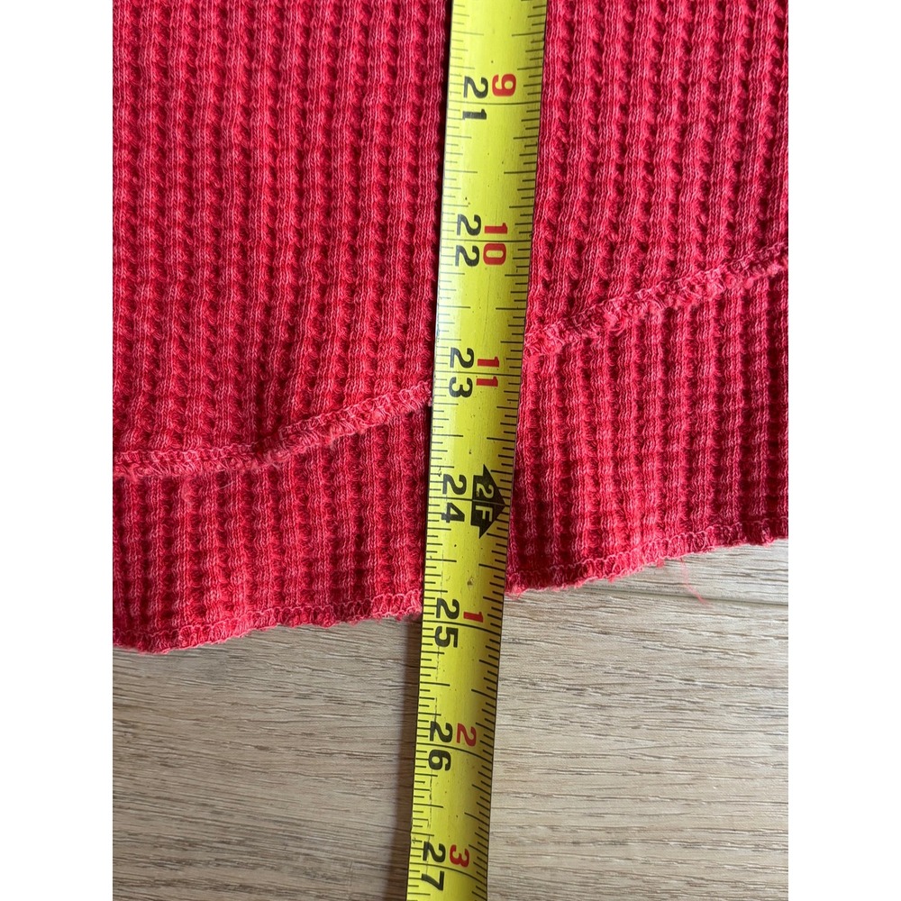 Free People FP One Rich Red Waffle Knit Thermal Mixed Media Top Long Sleeve XL - Picture 8 of 11